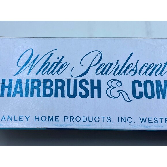 STANLEY Pearlized White Hairbrush & Comb Set NOS # 4074 NEW Vintage - Picture 4 of 9